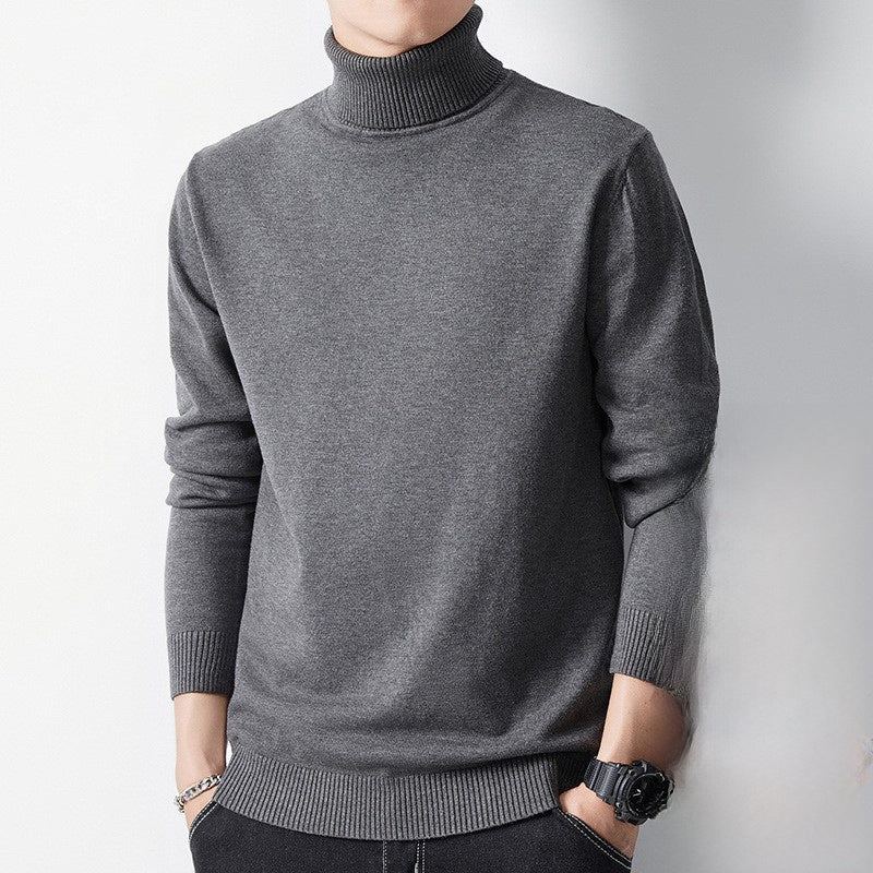 Sueter de punto de cuello alto para hombre con forro polar.