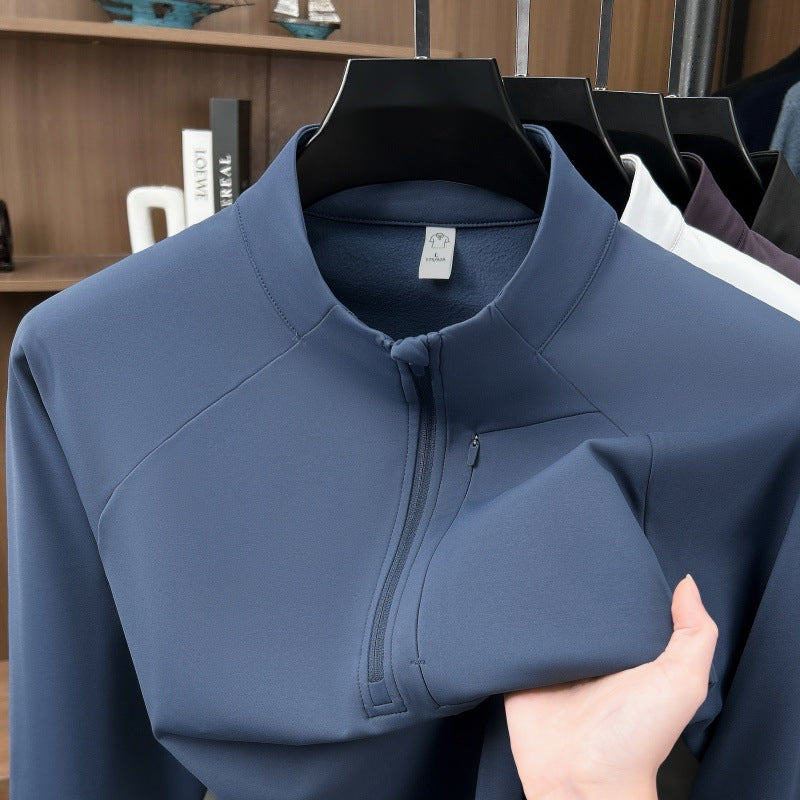 Sudadera casual de hombre con medio zipper y corte holgado