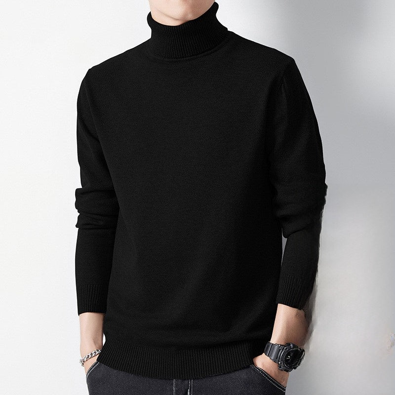 Sueter de punto de cuello alto para hombre con forro polar.
