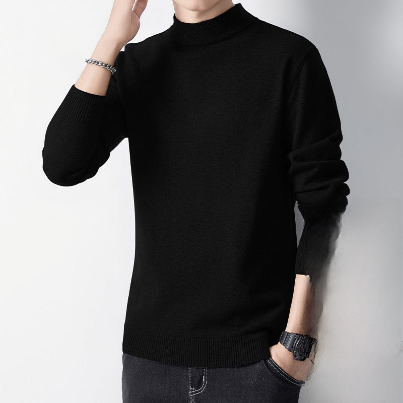 Sueter de punto de cuello alto para hombre con forro polar.