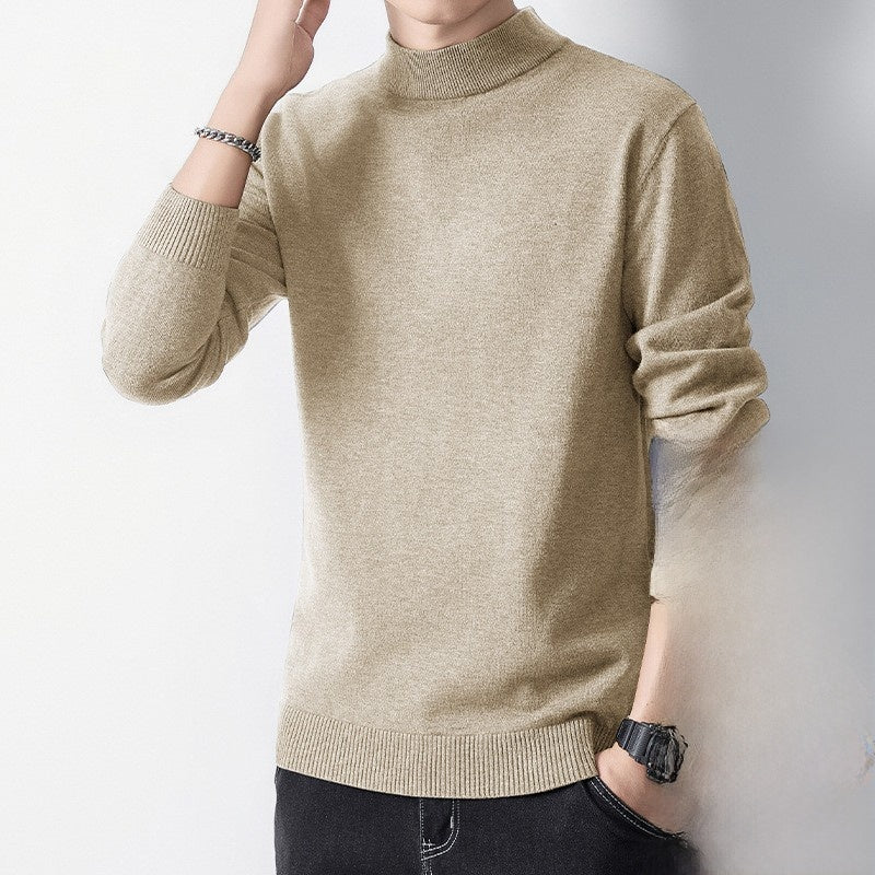 Sueter de punto de cuello alto para hombre con forro polar.