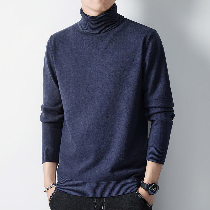Sueter de punto de cuello alto para hombre con forro polar.