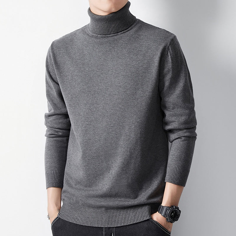 Sueter de punto de cuello alto para hombre con forro polar.