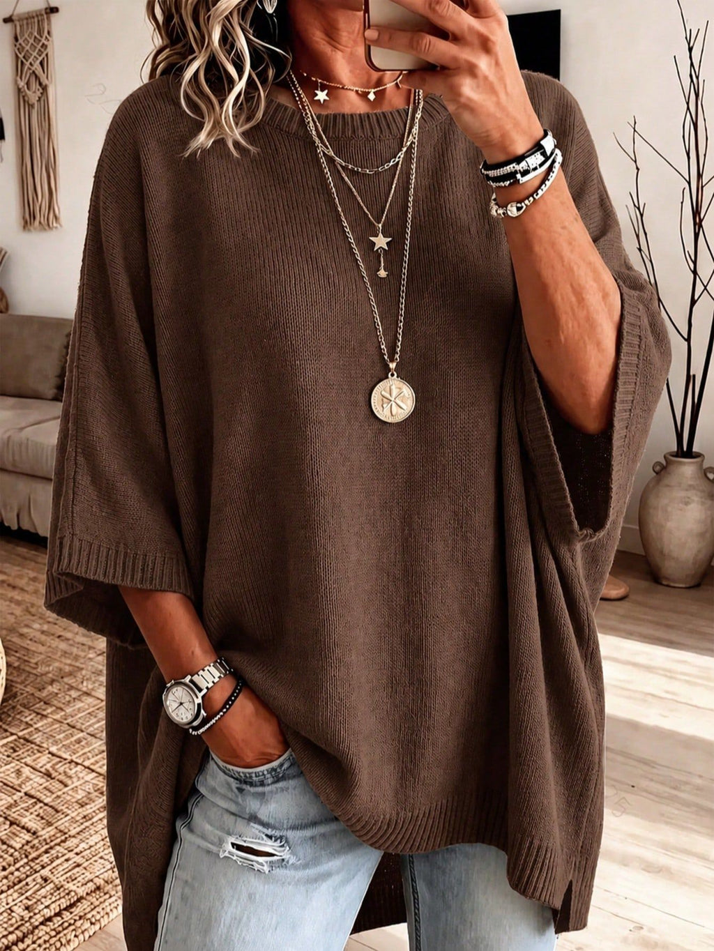 Sueter de corte holgado para mujer
