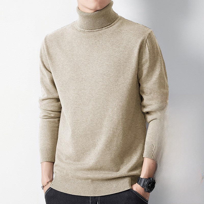 Sueter de punto de cuello alto para hombre con forro polar.