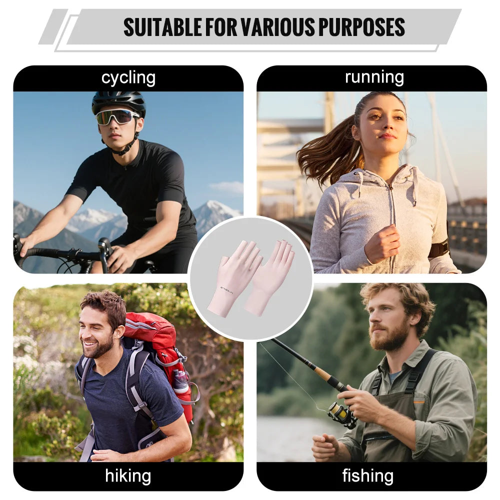 Guantes sin dedos con protección UV UPF | Antideslizantes para outdoor, ciclismo y equitación