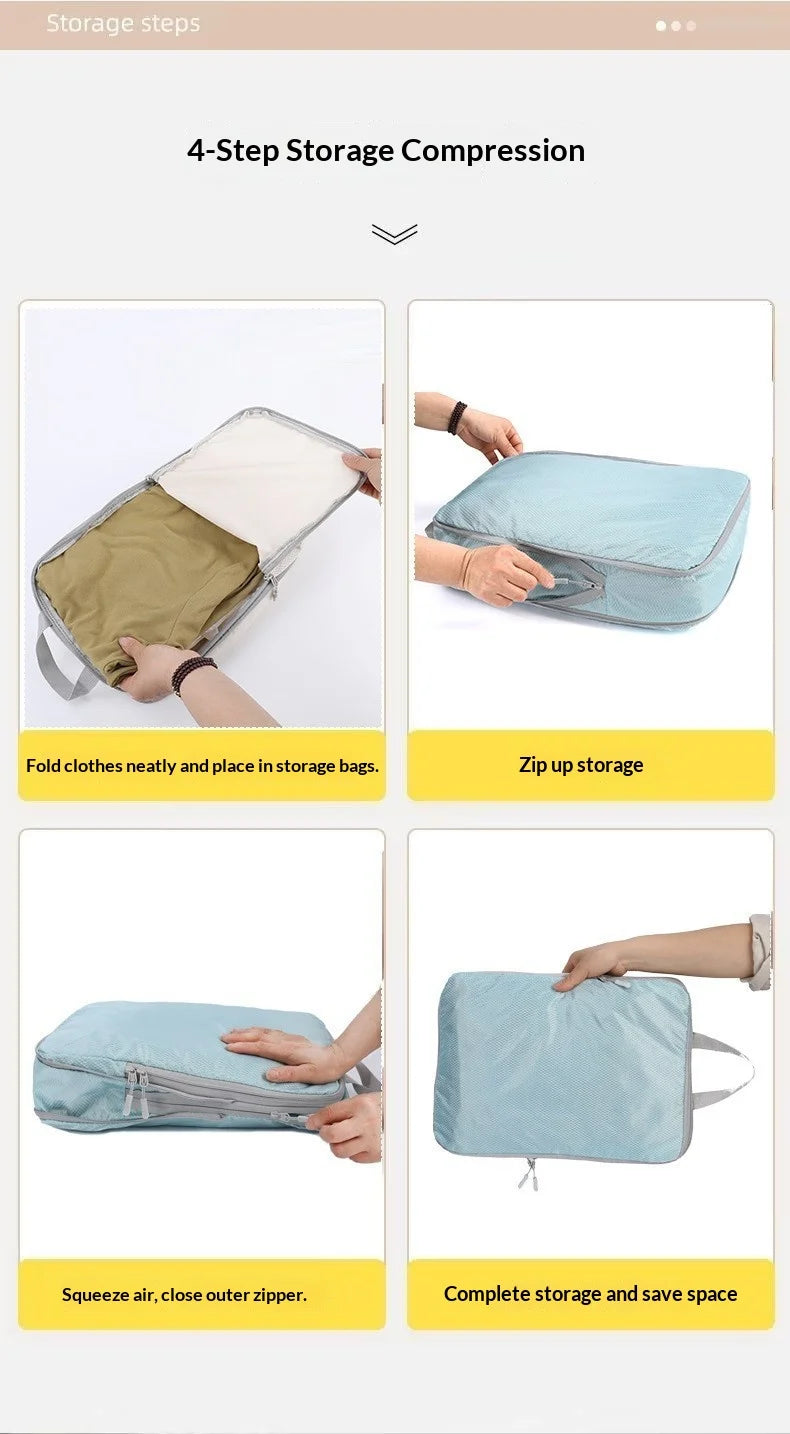 Set 4 bolsas organizadoras de viaje comprimibles e impermeables | Verticales para maleta