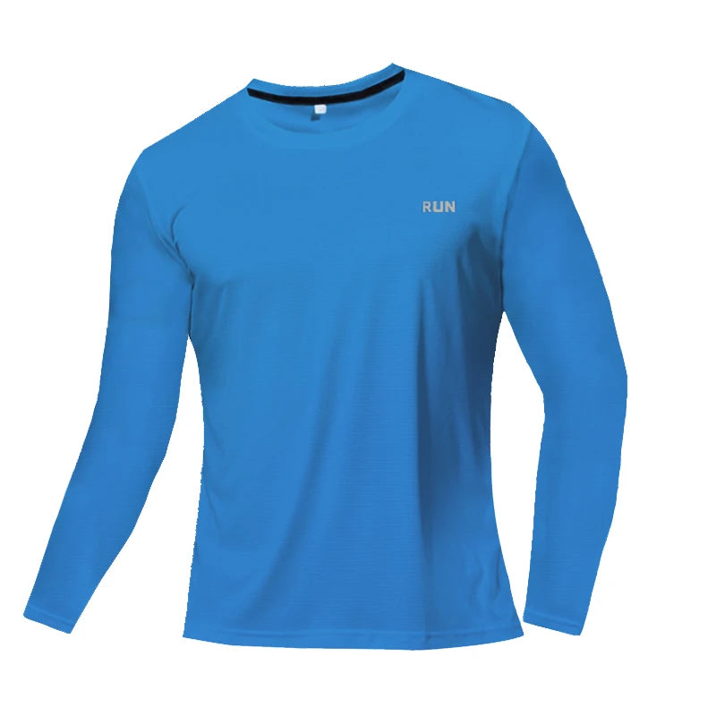 Camiseta de manga larga para hombre con protección solar UPF 50+; ideal para natación, pesca, senderismo y correr; tejido de secado rápido y ligero.
