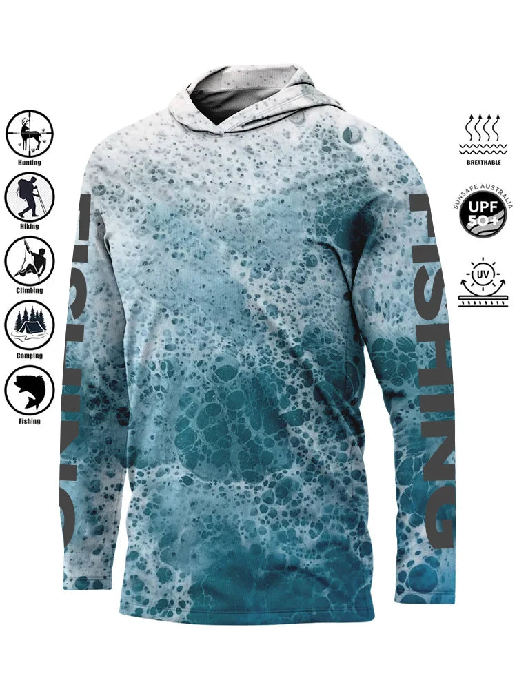 Camiseta de pesca con capucha UPF 50+ – Transpirable y de secado rápido