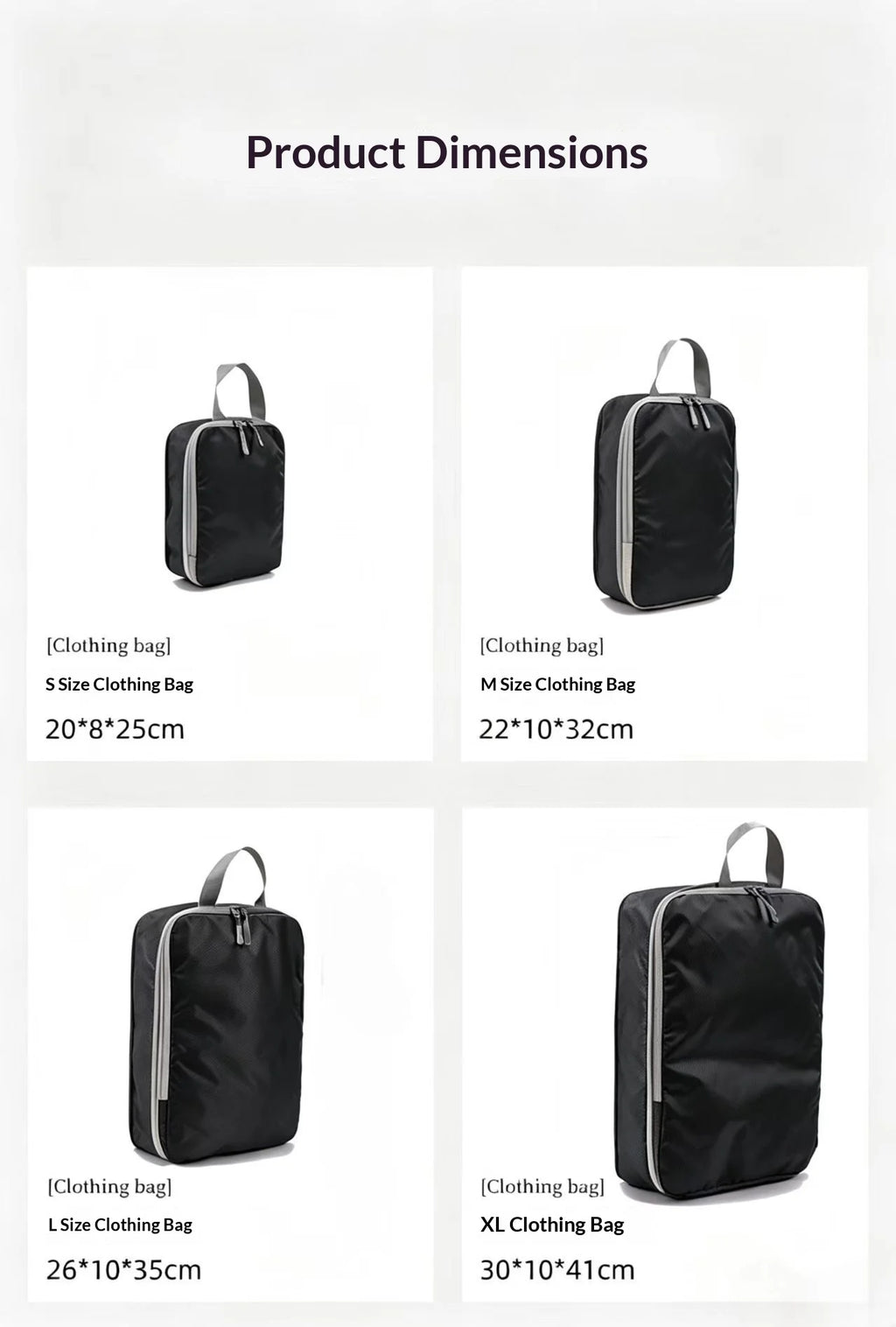 Set 4 bolsas organizadoras de viaje comprimibles e impermeables | Verticales para maleta