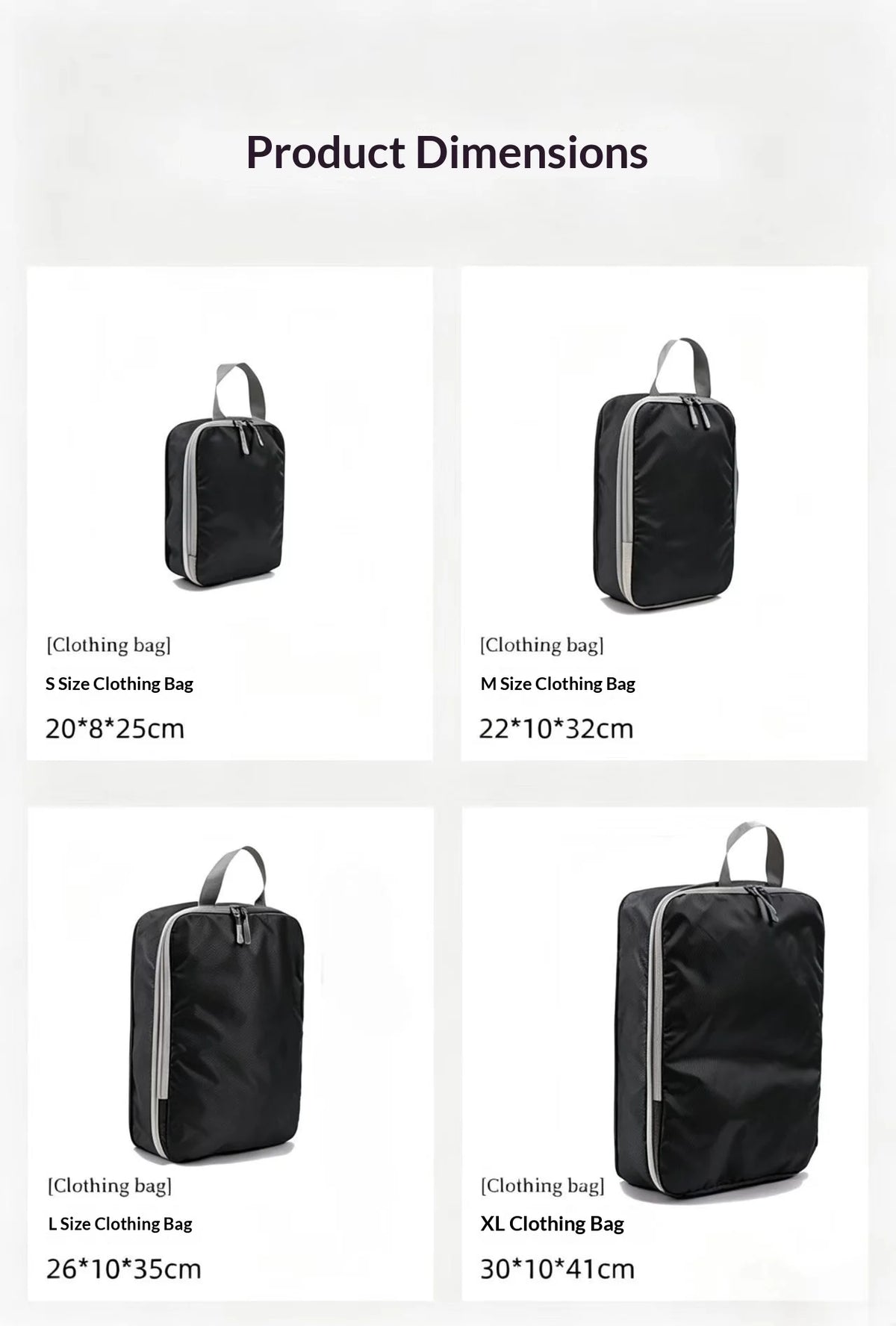 Set 4 bolsas organizadoras de viaje comprimibles e impermeables | Verticales para maleta