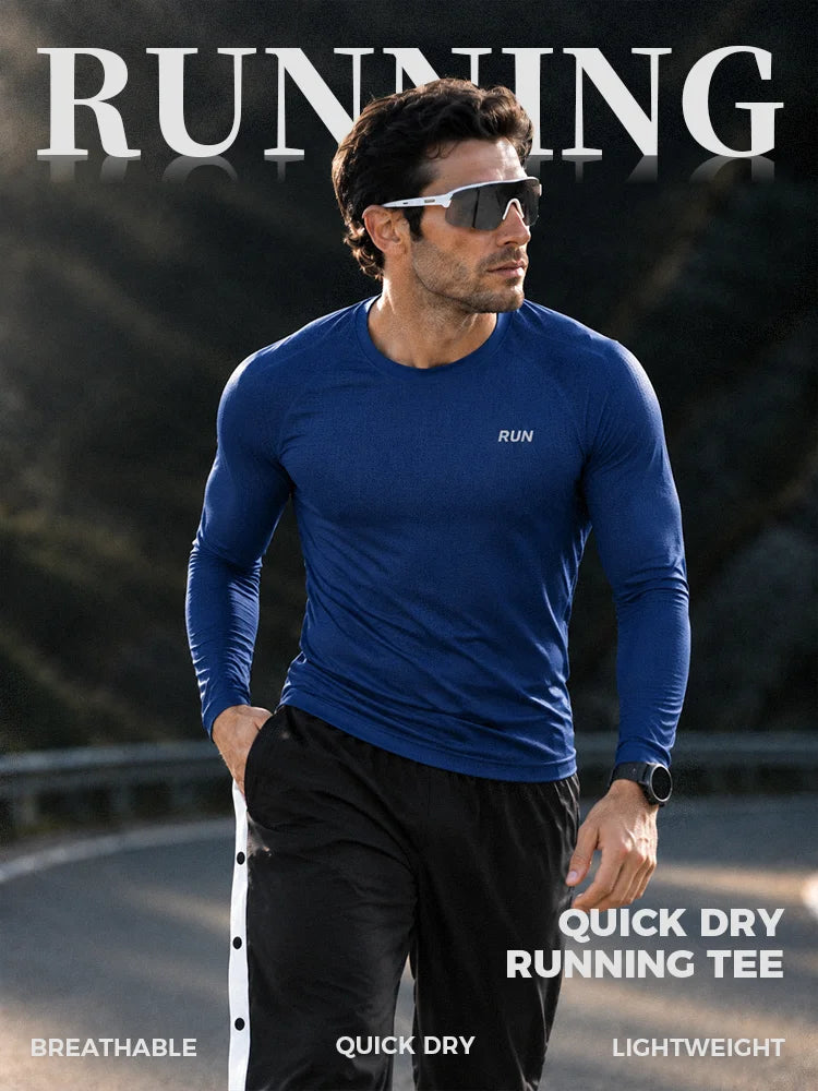 Camiseta de manga larga para hombre con protección solar UPF 50+; ideal para natación, pesca, senderismo y correr; tejido de secado rápido y ligero.