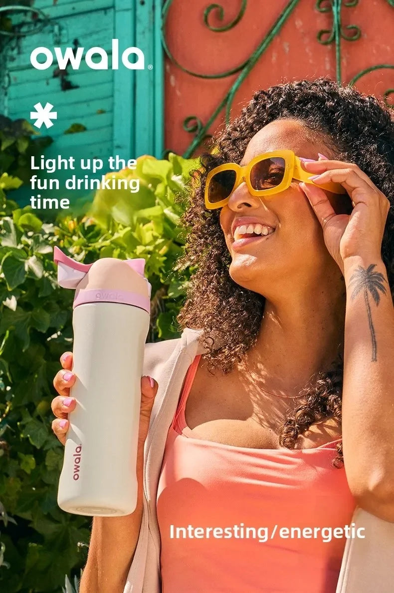 Botella deportiva Owala de acero inoxidable con pajita y aislamiento | Sin BPA para viajes