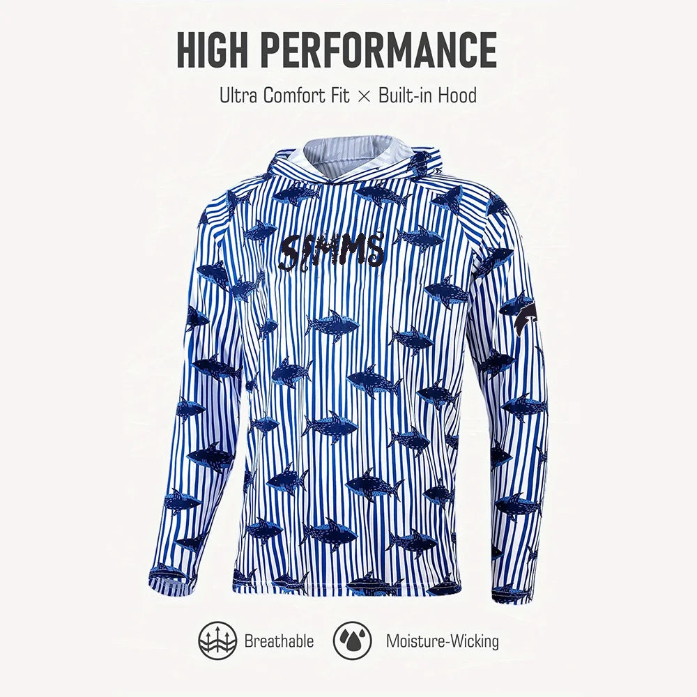 Camiseta de pesca con capucha UPF 50+ – Estampado hojas, hombre