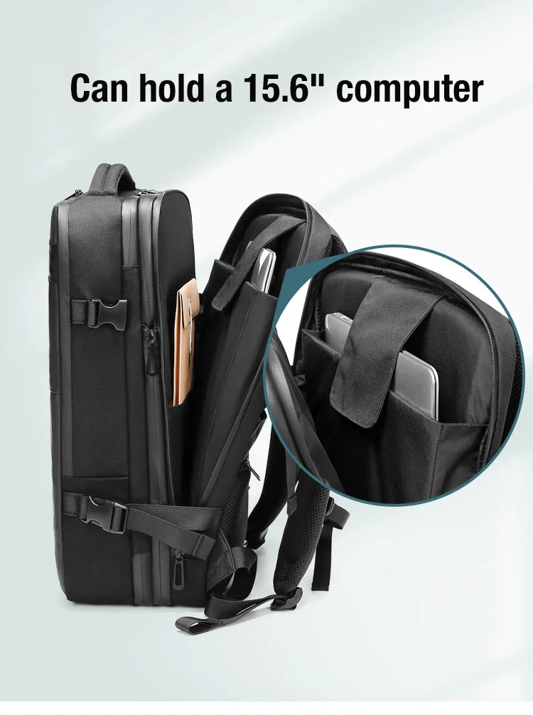 Mochila de viaje con compresión al vacío 60L | Puerto USB y compartimento para portátil