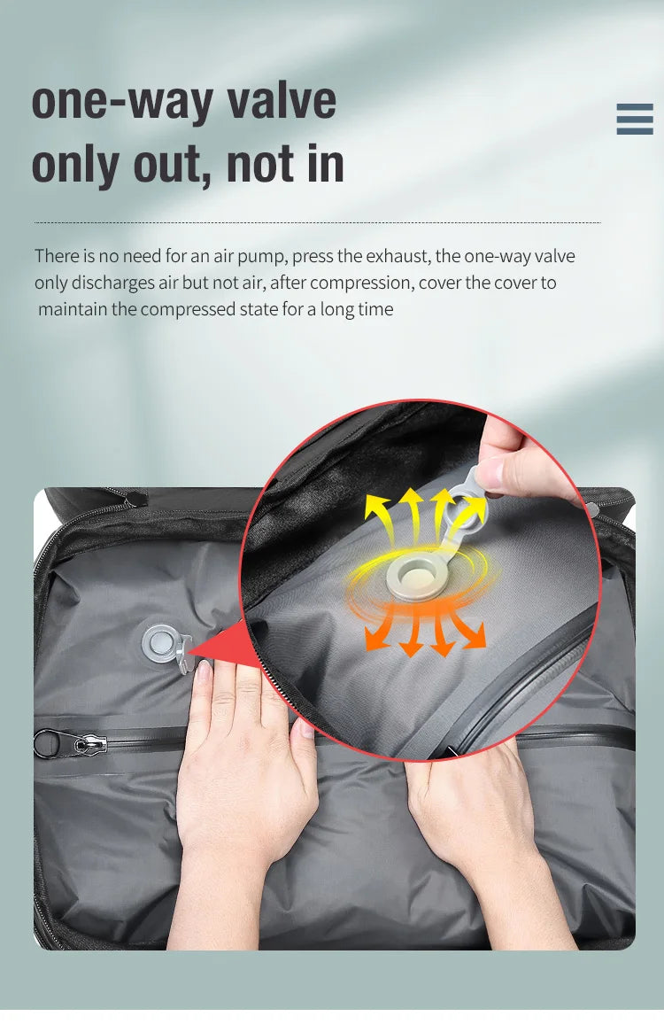 Mochila de viaje con compresión al vacío 60L | Puerto USB y compartimento para portátil