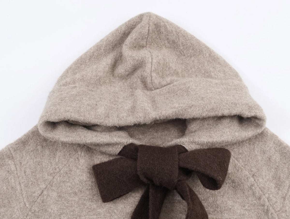 Hoodie tejido con detalle de lazo – Mujer