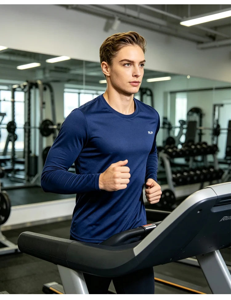 Camiseta de manga larga para hombre con protección solar UPF 50+; ideal para natación, pesca, senderismo y correr; tejido de secado rápido y ligero.