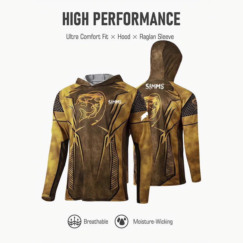 Camiseta de pesca con capucha UPF 50+ – Estampado hojas, hombre