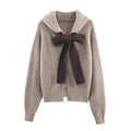 Hoodie tejido con detalle de lazo – Mujer