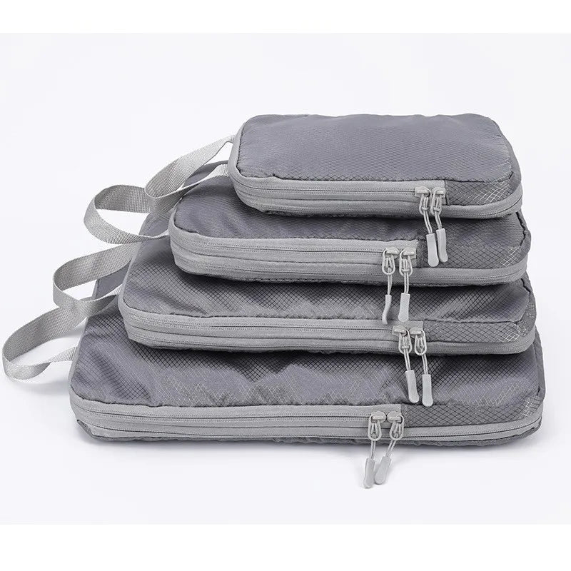 Set 4 bolsas organizadoras de viaje comprimibles e impermeables | Verticales para maleta