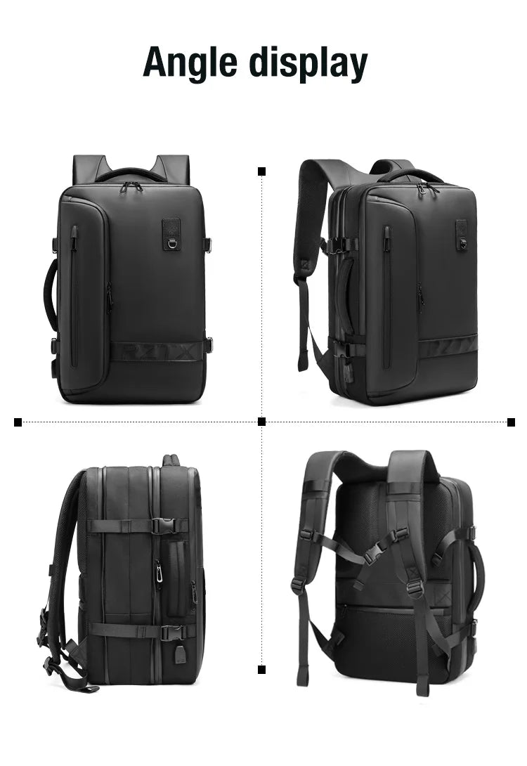 Mochila de viaje con compresión al vacío 60L | Puerto USB y compartimento para portátil