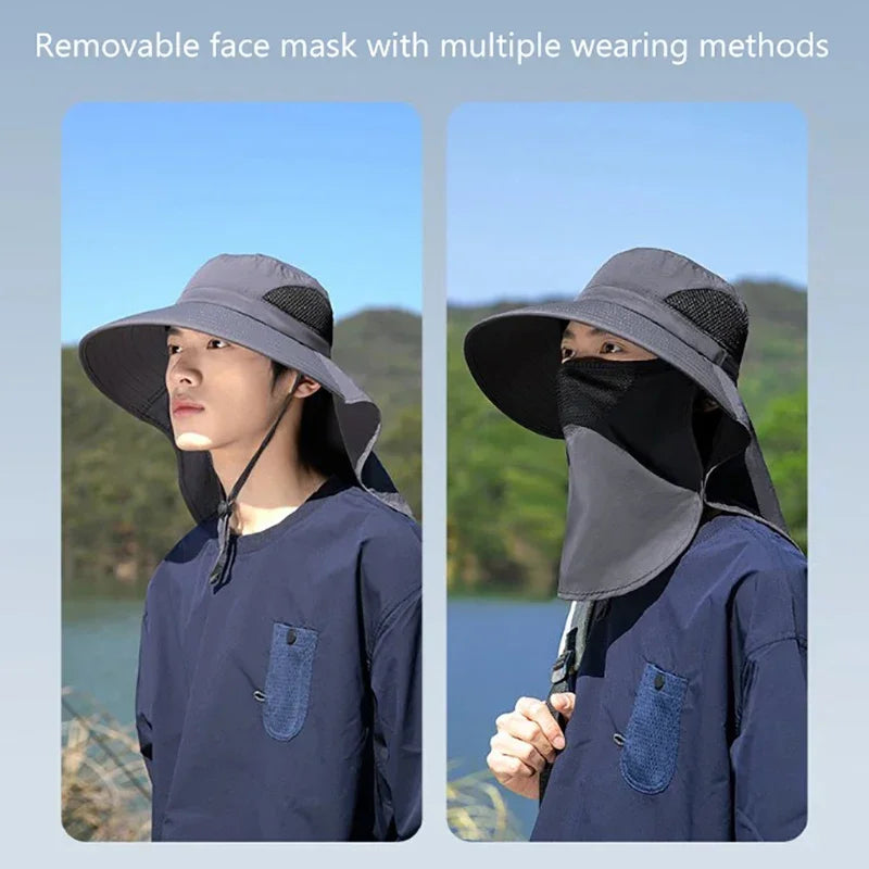 Sombrero tipo pescador UPF con visera y solapa para el cuello | Unisex para outdoor
