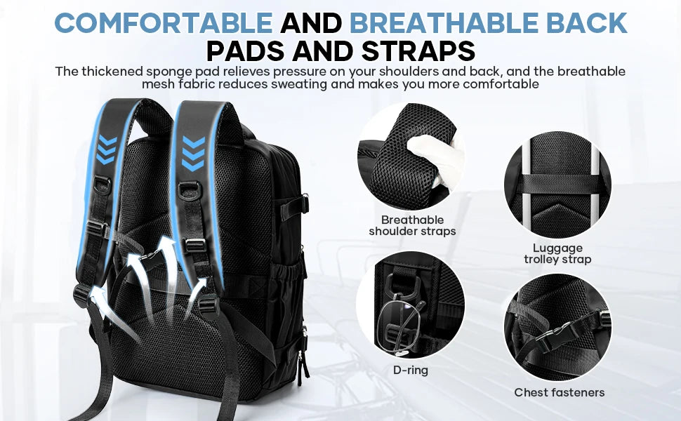 Mochila compresión al vacío apta para cabina 40x20x25 cm | Portátil 15,6” para viajes