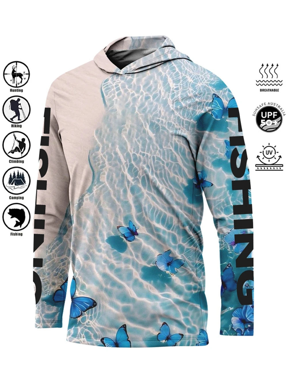 Camiseta de pesca con capucha UPF 50+ – Transpirable y de secado rápido