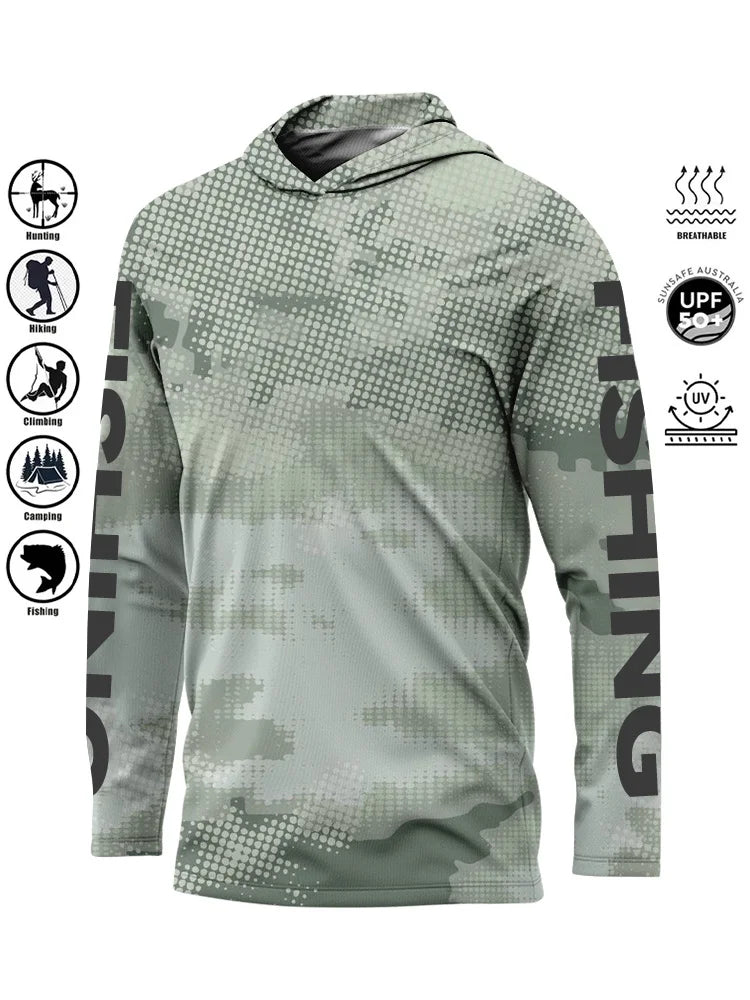 Camiseta de pesca con capucha UPF 50+ – Transpirable y de secado rápido