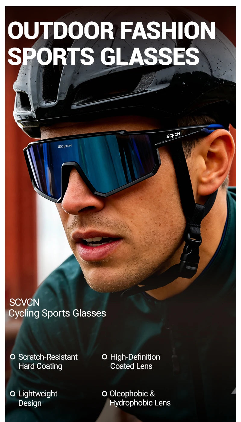 SCVCN Outdoor Cycling Sunglasses Men MTB Road Driving Bike Glasses Sports Hiking Women Bicycle Cycling Glasses UV400 Goggles