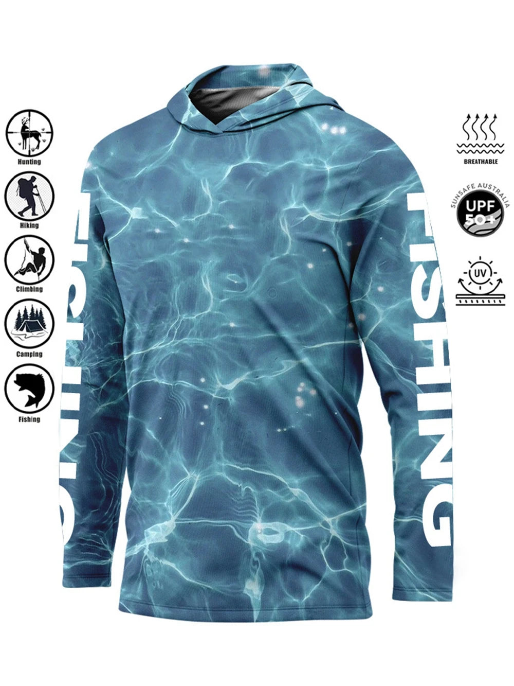 Camiseta de pesca con capucha UPF 50+ – Transpirable y de secado rápido