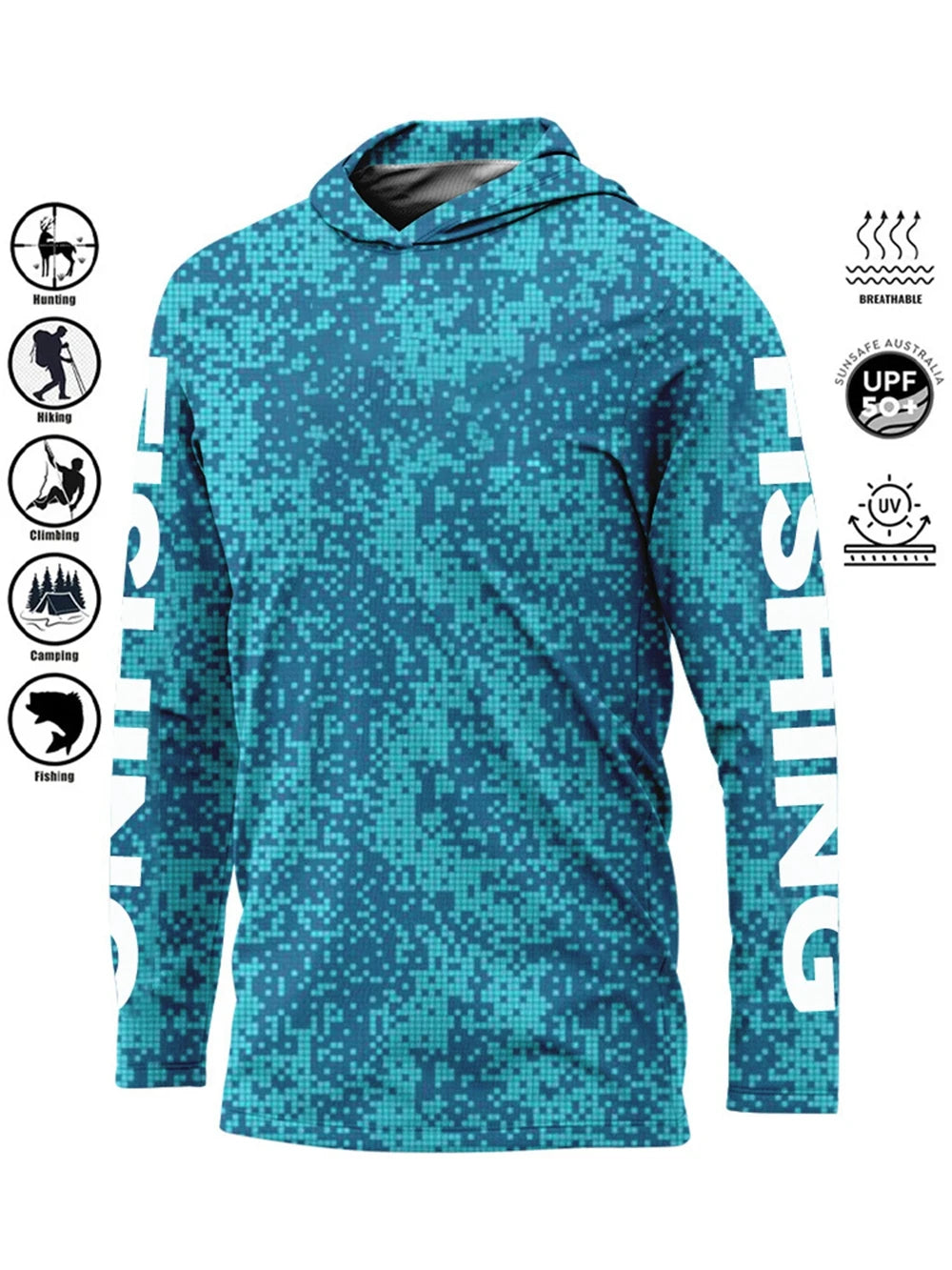 Camiseta de pesca con capucha UPF 50+ – Secado rápido y absorción de humedad