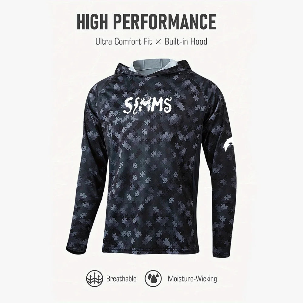 Camiseta de pesca con capucha UPF 50+ – Estampado hojas, hombre
