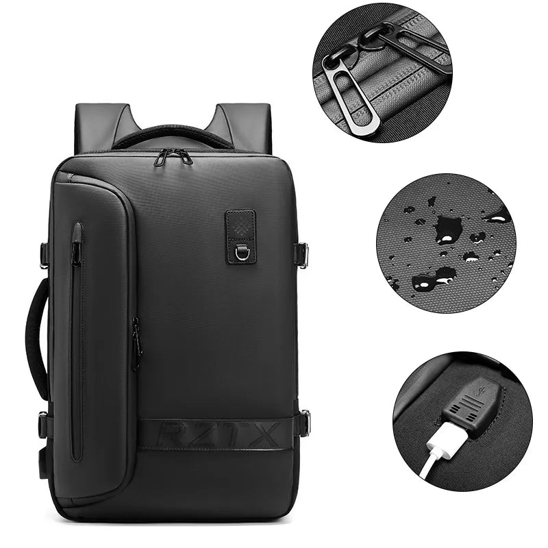 Mochila de viaje con compresión al vacío 60L | Puerto USB y compartimento para portátil
