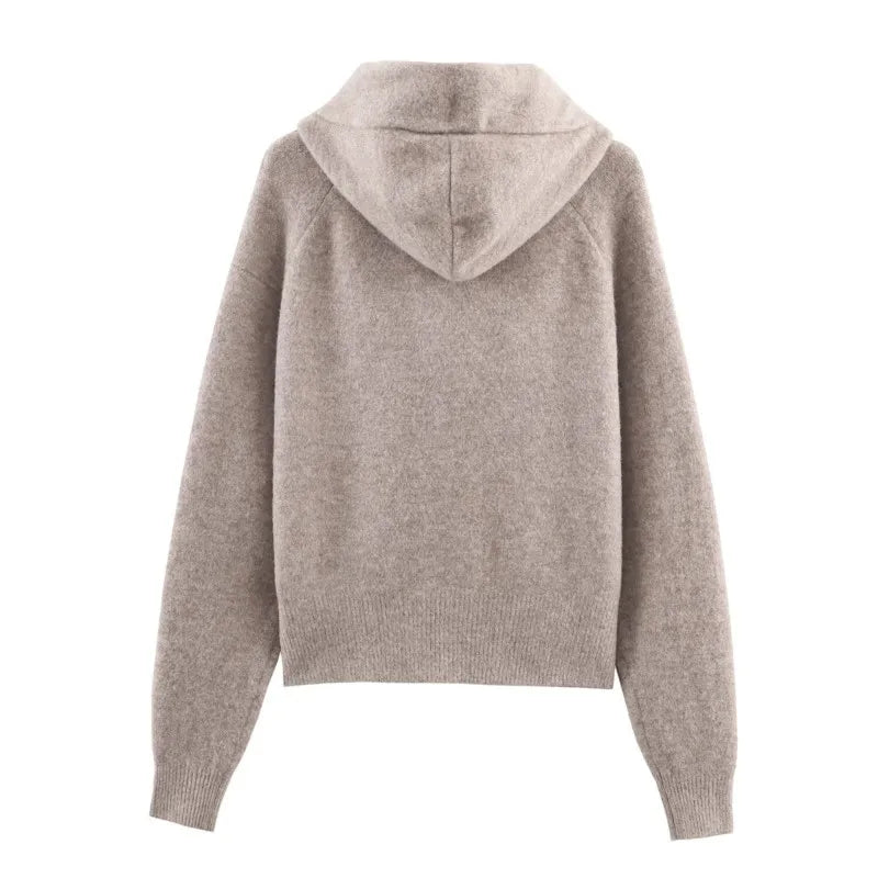Hoodie tejido con detalle de lazo – Mujer