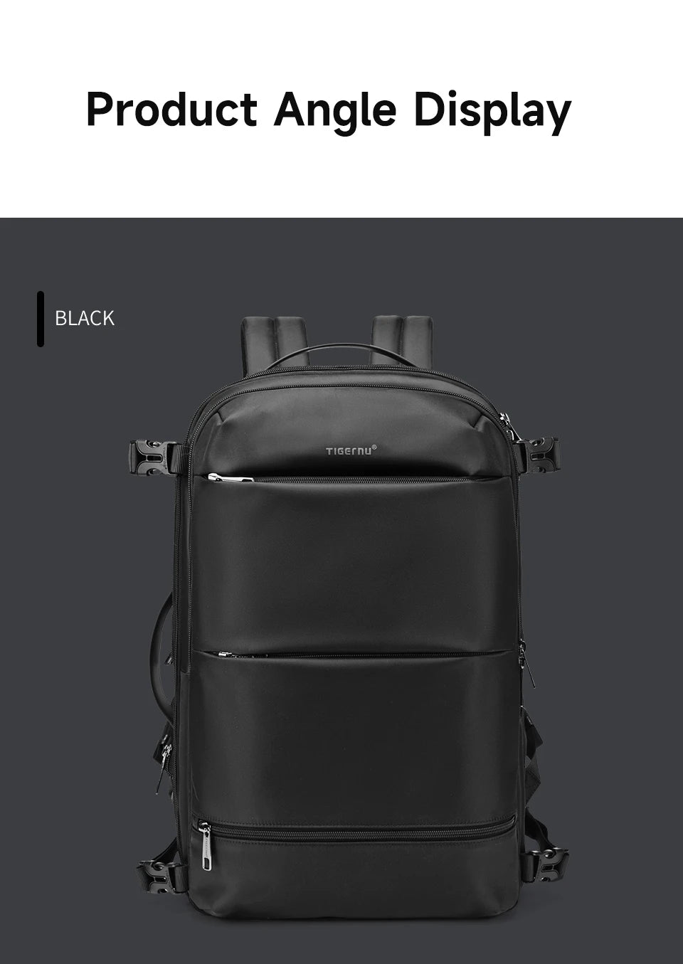 Mochila de viaje compresión al vacío 27–37L unisex | USB, portátil 17” y apta cabina