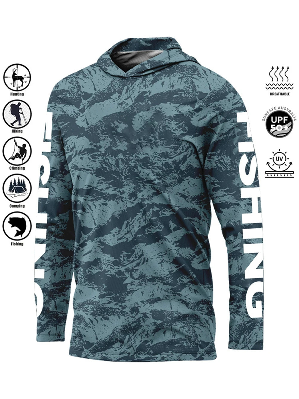 Camiseta de pesca con capucha UPF 50+ – Secado rápido y absorción de humedad