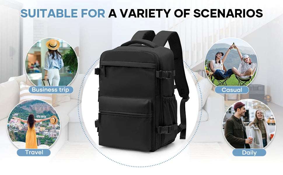 Mochila compresión al vacío apta para cabina 40x20x25 cm | Portátil 15,6” para viajes