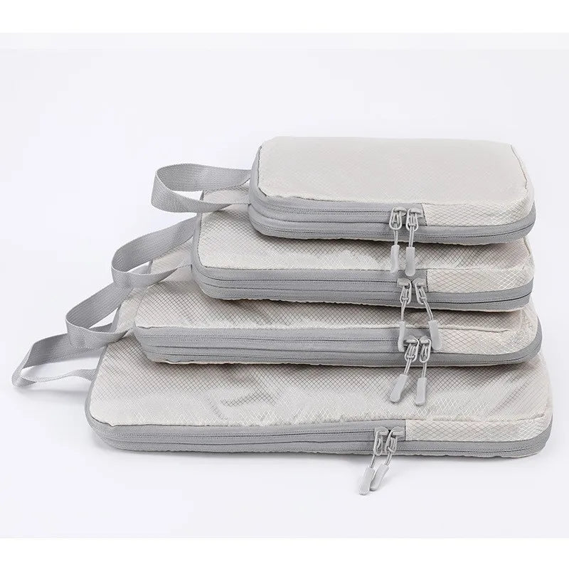 Set 4 bolsas organizadoras de viaje comprimibles e impermeables | Verticales para maleta