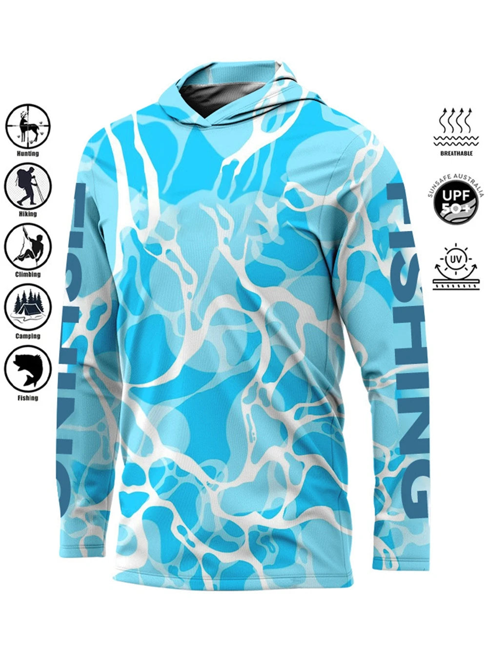 Camiseta de pesca con capucha UPF 50+ – Transpirable y de secado rápido