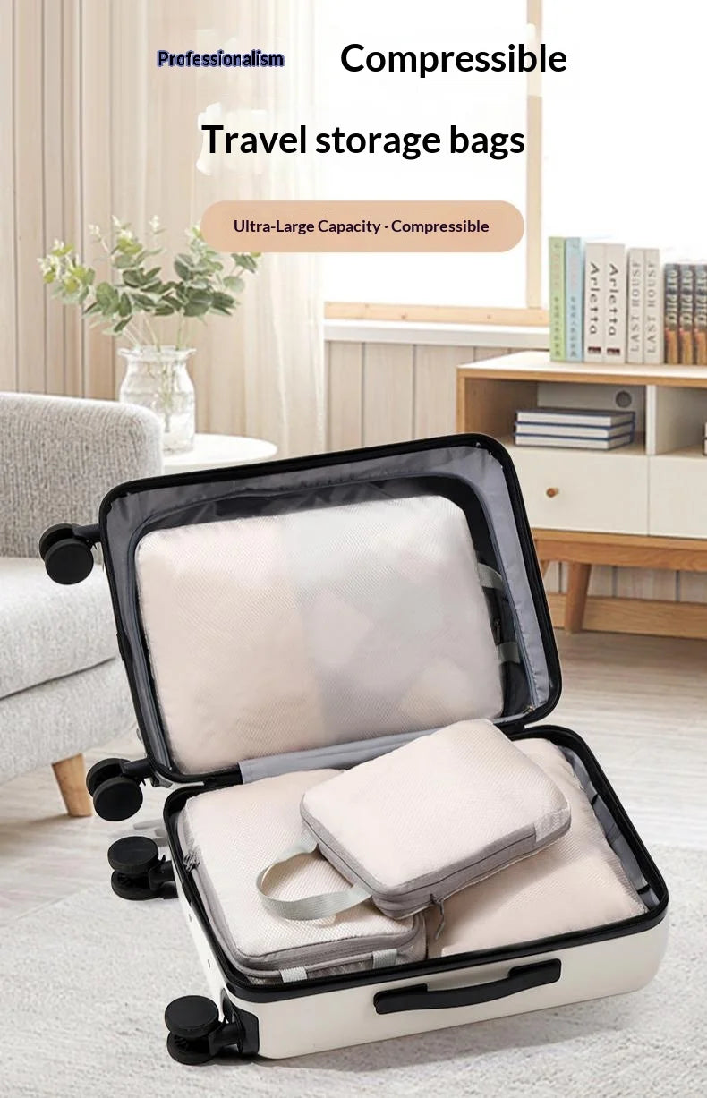 Set 4 bolsas organizadoras de viaje comprimibles e impermeables | Verticales para maleta