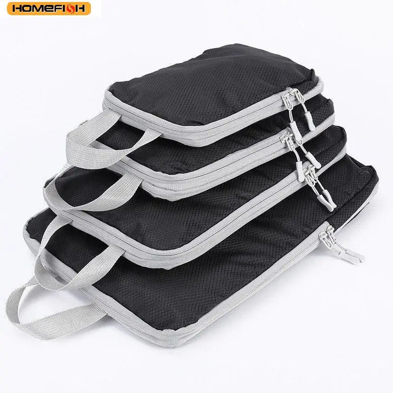 Set 4 bolsas organizadoras de viaje comprimibles e impermeables | Verticales para maleta