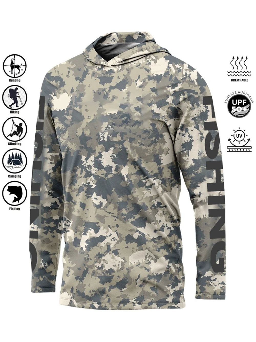 Camiseta de pesca con capucha UPF 50+ – Secado rápido y absorción de humedad