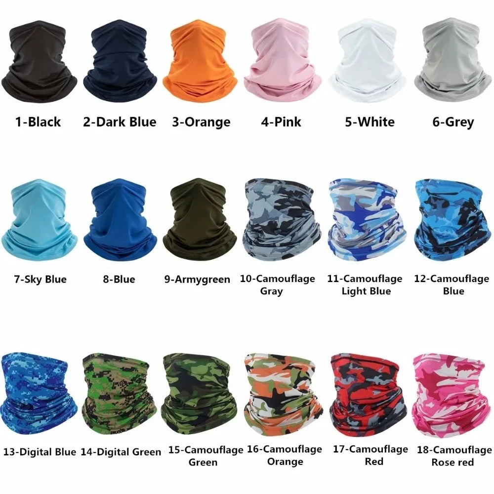 Buff multifuncional tipo turbante para ciclismo y actividades al aire libre: protección para el cuello y la cabeza, tejido de seda fría con protección solar; apto para hombres y mujeres (pesca, senderismo, máscara).
