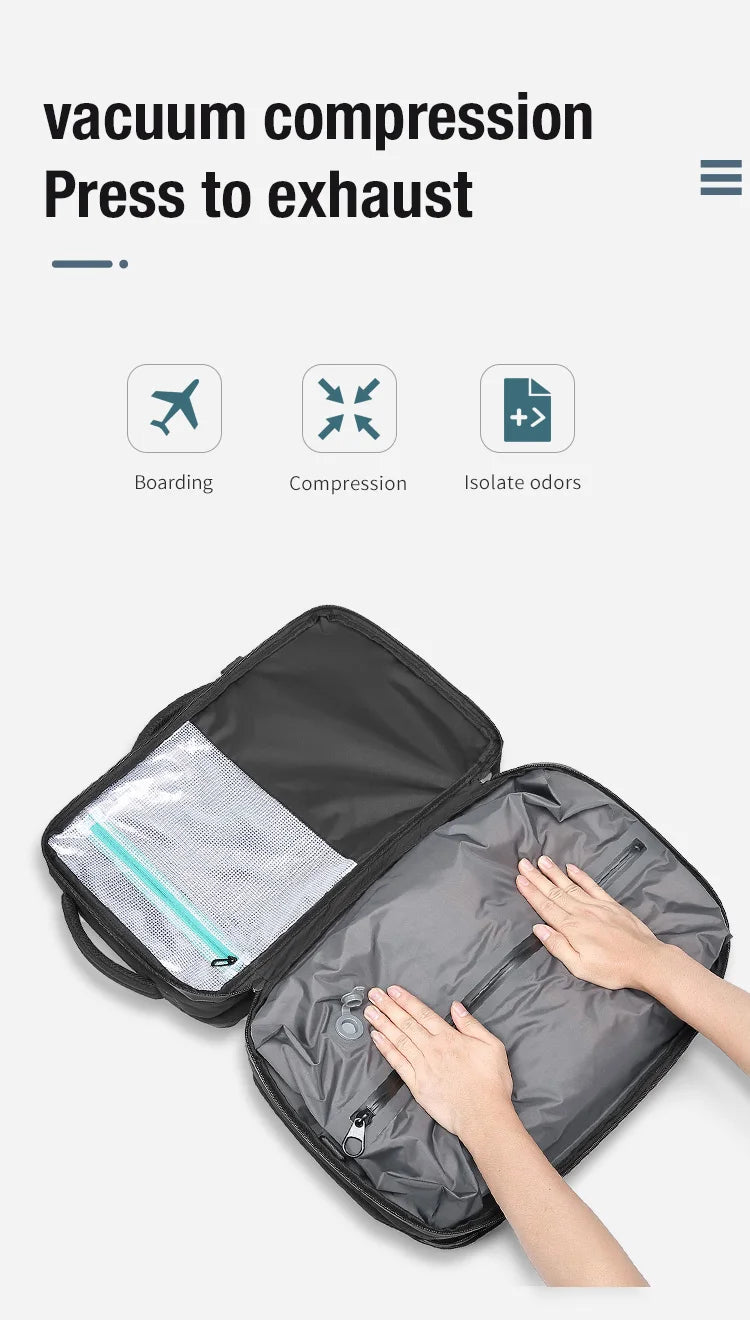Mochila de viaje con compresión al vacío 60L | Puerto USB y compartimento para portátil