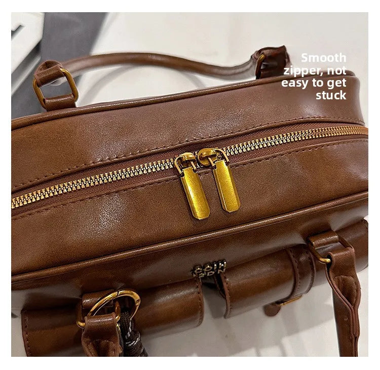 Bolso de hombro retro para mujer | Piel sintética con múltiples bolsillos y colgante desmontable