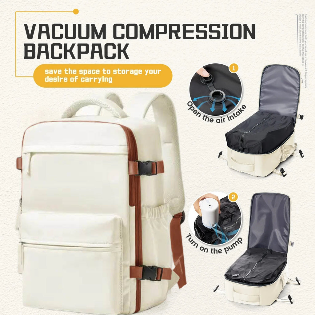 Mochila compresión al vacío apta para cabina 40x20x25 cm | Portátil 15,6” para viajes