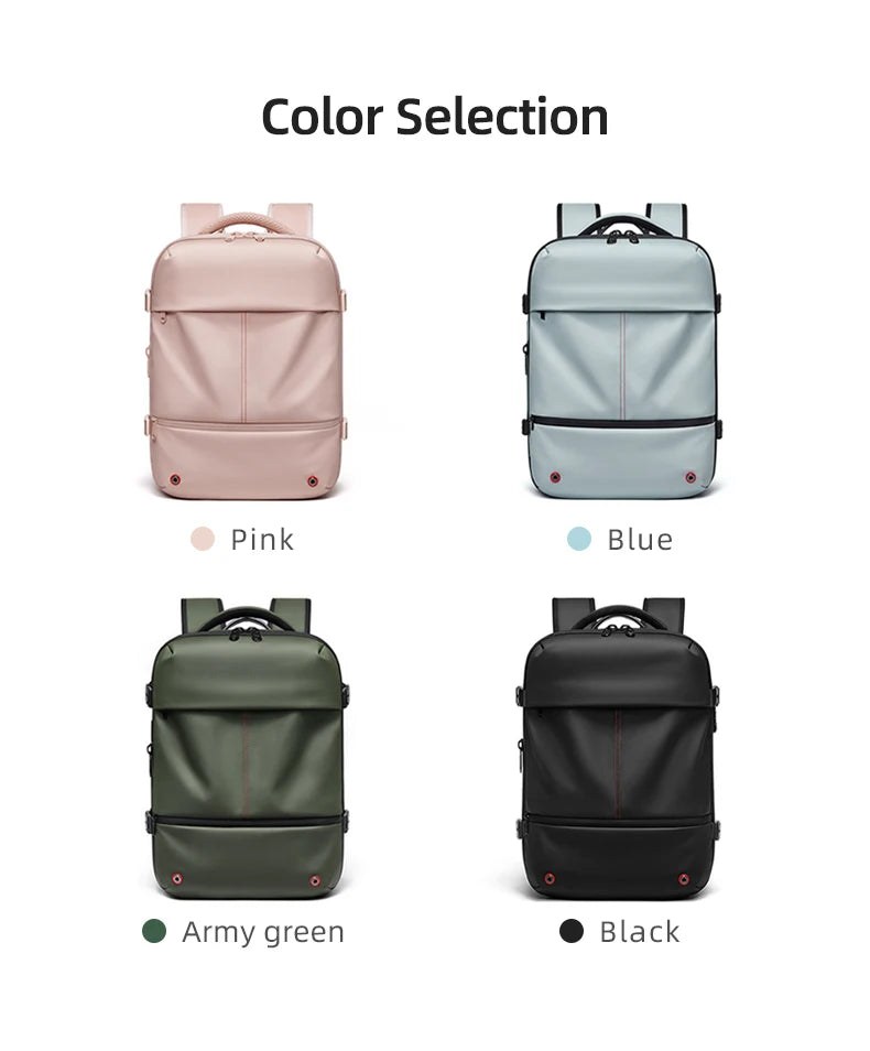 Mochila casual compresión al vacío 40L | Puerto USB, portátil 16” para escuela y viajes