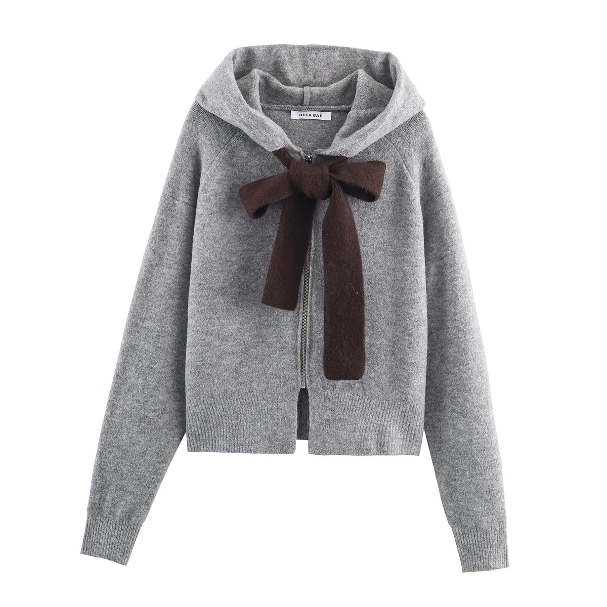 Hoodie tejido con detalle de lazo – Mujer